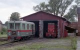 Feierabend! Die Triebwagen MBd1-133 rollt in den Schuppen in Lisewo am 08. September 1992