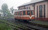 Nach schweren Herbststrmen, mit Stromausfall im Hotel, soll der MBd1-Arbeitstriebwagen am 08. September 1992 Streckenarbeiter zur Beseitigung umgestrzter Bume auf die Strecke bringen