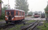 Nach schweren Herbststrmen, mit Stromausfall im Hotel, soll der MBd1-Arbeitstriebwagen am 08. September 1992 Streckenarbeiter zur Beseitigung umgestrzter Bume auf die Strecke bringen