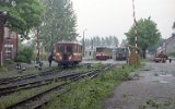 Nach schweren Herbststrmen, mit Stromausfall im Hotel, soll der MBd1-Arbeitstriebwagen am 08. September 1992 Streckenarbeiter zur Beseitigung umgestrzter Bume auf die Strecke bringen