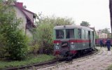 Der Triebwagen MBd1-133 Richtung Sztutowo am Abzweig in Stegna (Steegen) am 08. September 1992