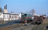 MBxd1-Triebwagen in Nowy Dwr Gdaski Wskotorowy (Tiegenhof Kleinbahnhof) am 13. Mrz 1998