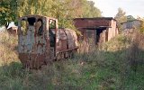 Die Ziegelei in Polanw wurde um 2000 stillgelegt. WLs40 1512 von 1963 war ohne Achsen abgestellt. (03.10.2002)