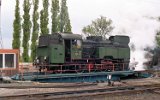 Die Tkt48-109 auf der Drehscheibe in Midzyrzecz am 25. Mai 1991