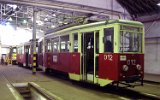 Der Museumszug Tw 5N 012 und Bw 5ND 154 im Betriebshof am 11. Oktober 2005