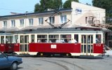 Der Museumszug Tw 5N 012 und Bw 5ND 154 verlt am 18. Mai 1997 den Betriebshof