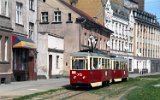 Der Museumszug Tw 5N 012 und Bw 5ND 154 am 18. Mai 1997 in der ul. 3 Maja