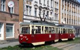 Der Museumszug Tw 5N 012 und Bw 5ND 154 am 18. Mai 1997 in der ul. 3 Maja